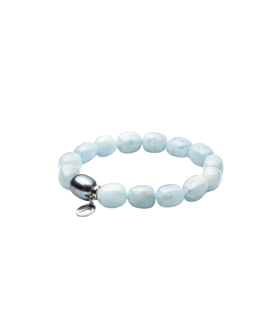 Bracelet with aquamarines and pearls