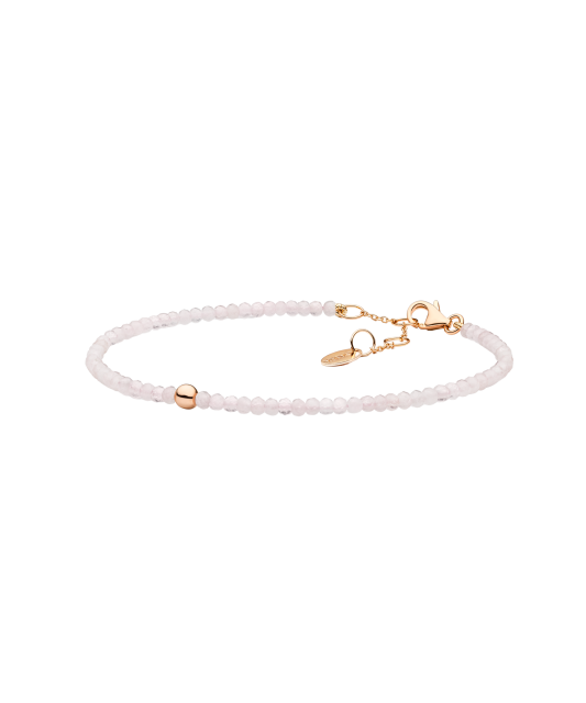 Bracelet with rose quartz, pearls and silver