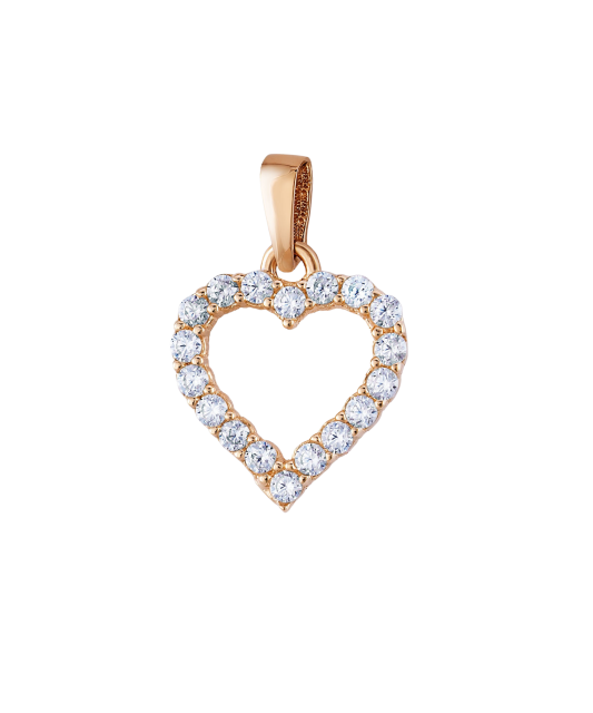 Gold pendant with zircons "heart"