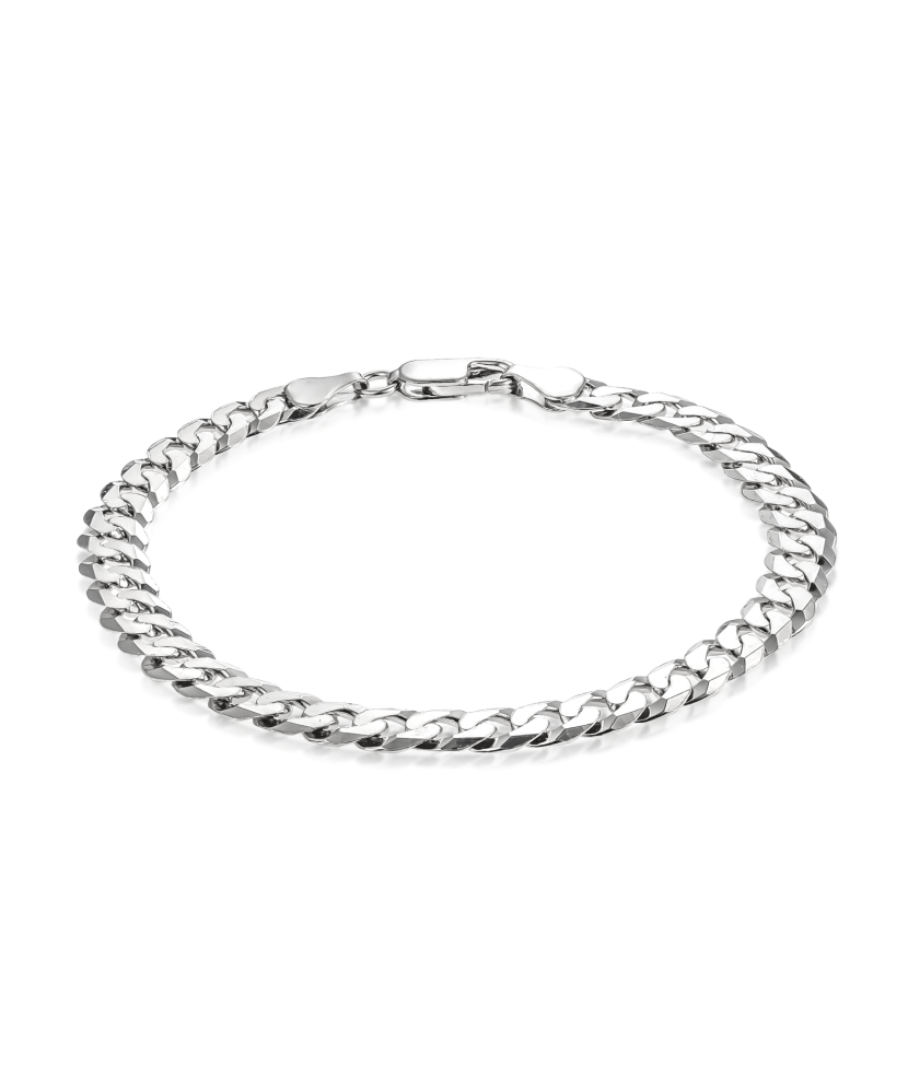 Sterling Silver bracelet plated with rhodium"Curb" 6.7mm