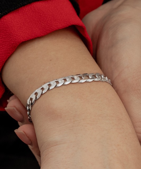 Sterling Silver bracelet plated with rhodium"Curb" 6.7mm