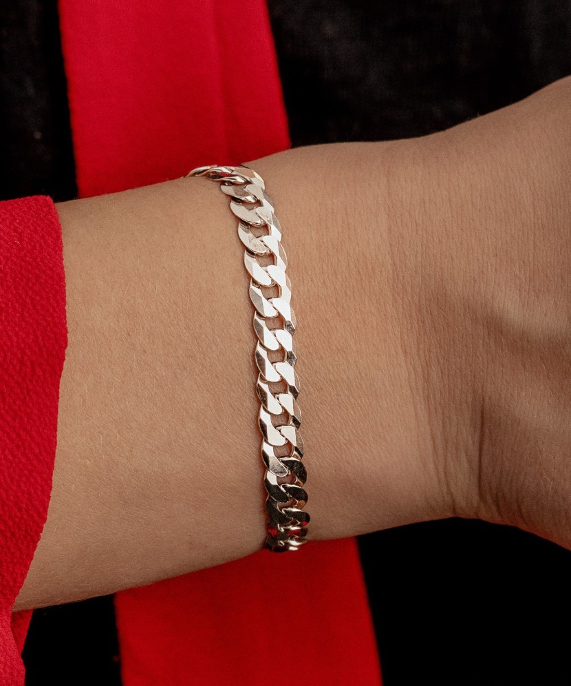 Sterling Silver bracelet plated with rhodium"Curb" 6.7mm