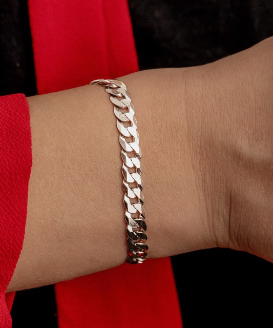 Sterling Silver bracelet plated with rhodium"Curb" 6.7mm