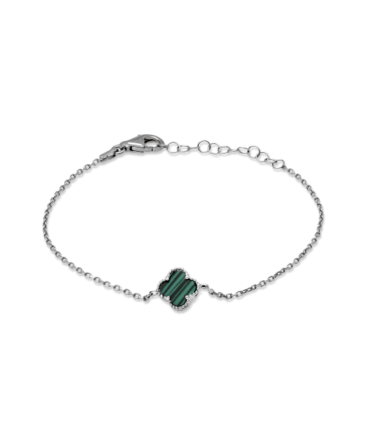 Silver bracelet with synthetic malachite
