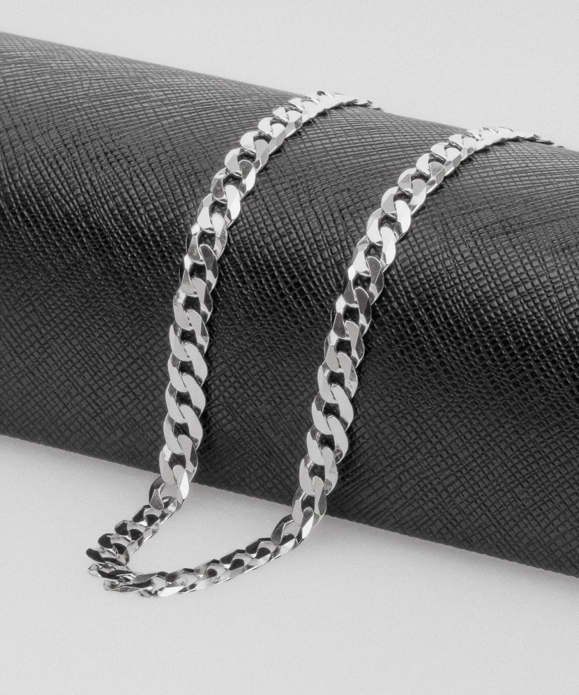 Sterling silver chain plated with rhodium "Curb" 6mm