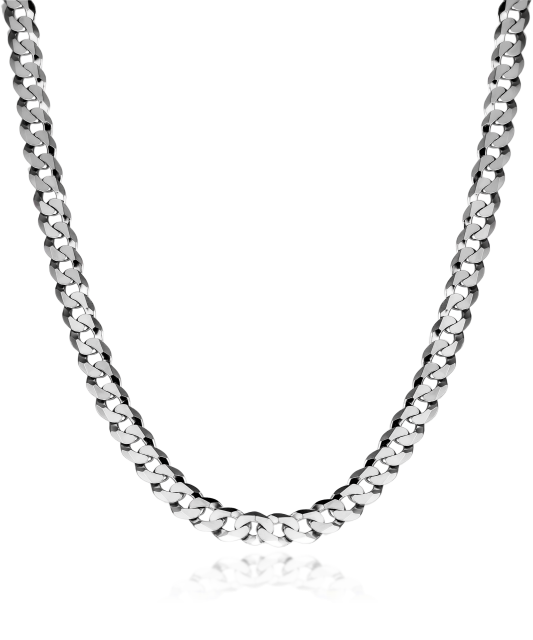 Sterling silver chain plated with rhodium "Curb" 6mm