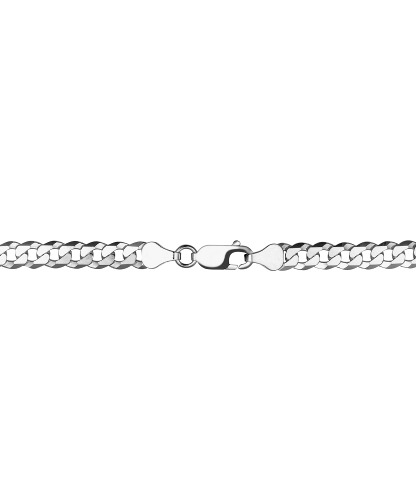 Sterling silver chain plated with rhodium "Curb" 6mm