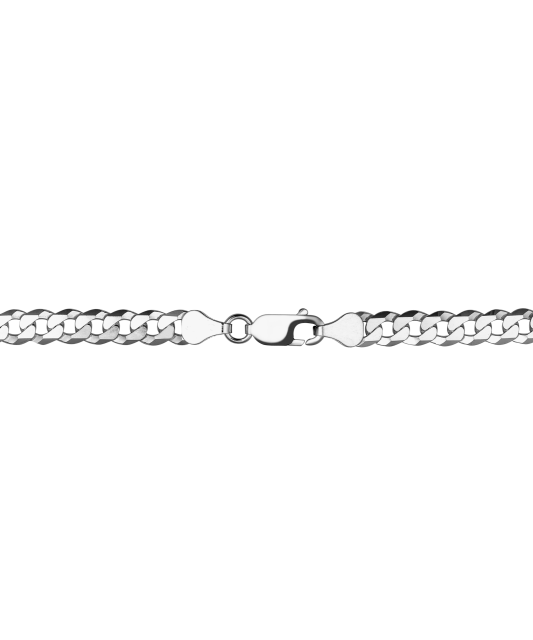 Sterling silver chain plated with rhodium "Curb" 6mm
