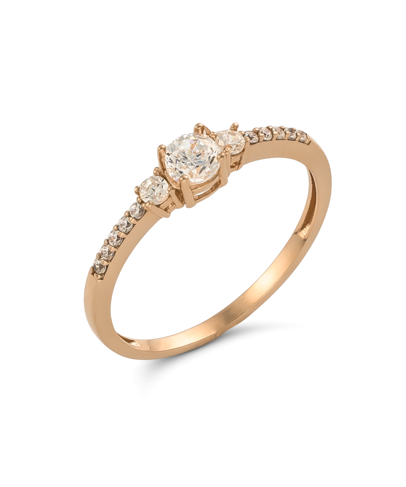 Gold ring with zircons