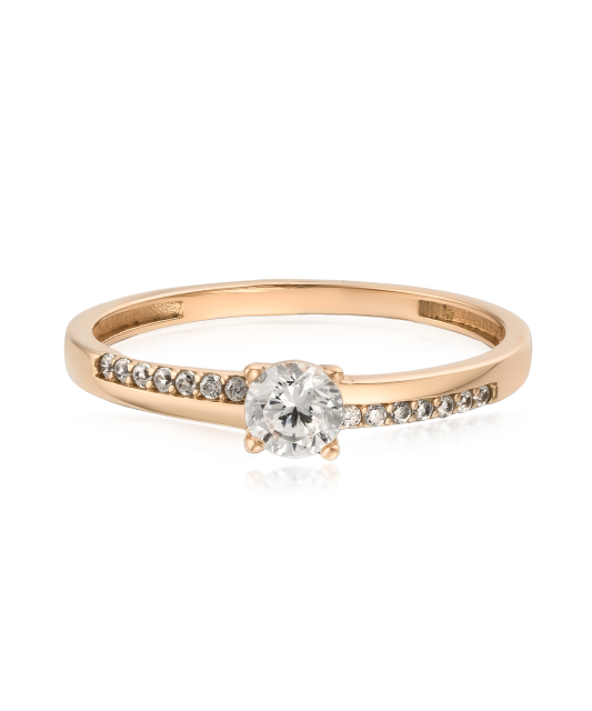 Gold ring with zircons