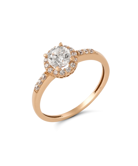 Gold ring with zircons