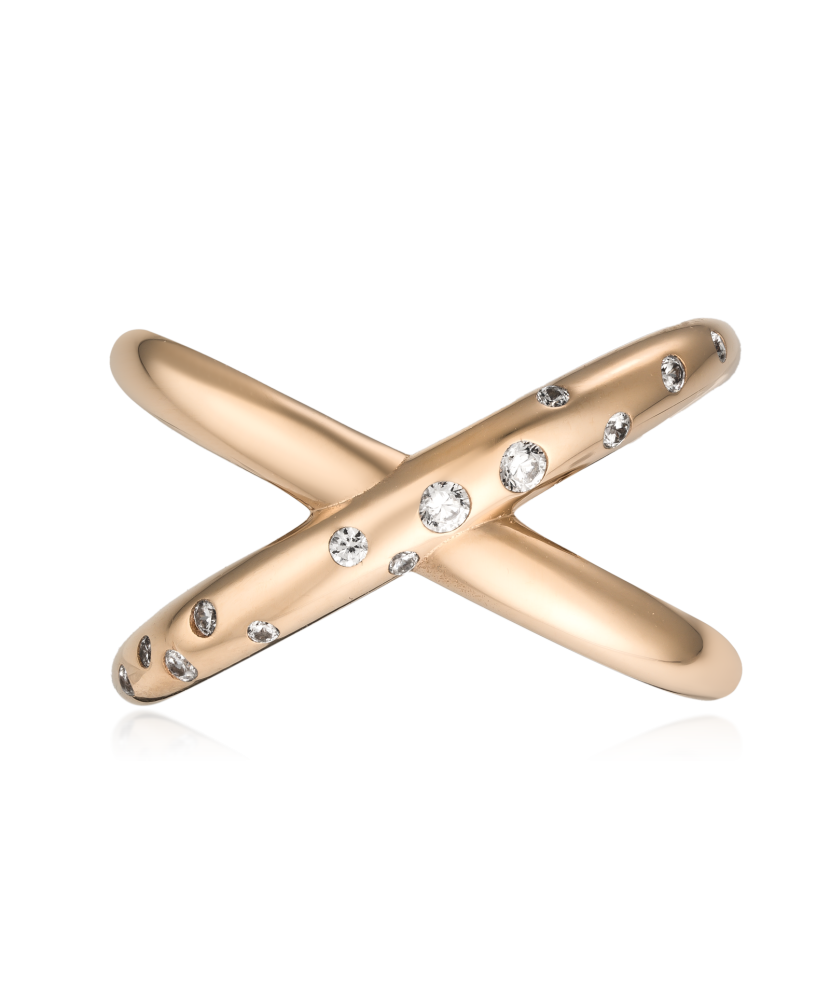 Gold ring with zircons