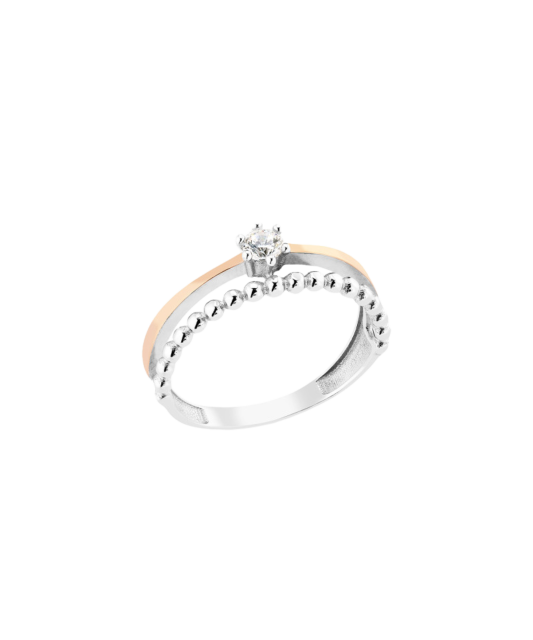 Sterling silver ring gold plated with zircons