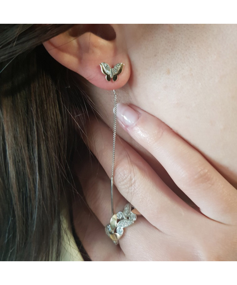 Sterling silver earrings gold plated with zircons