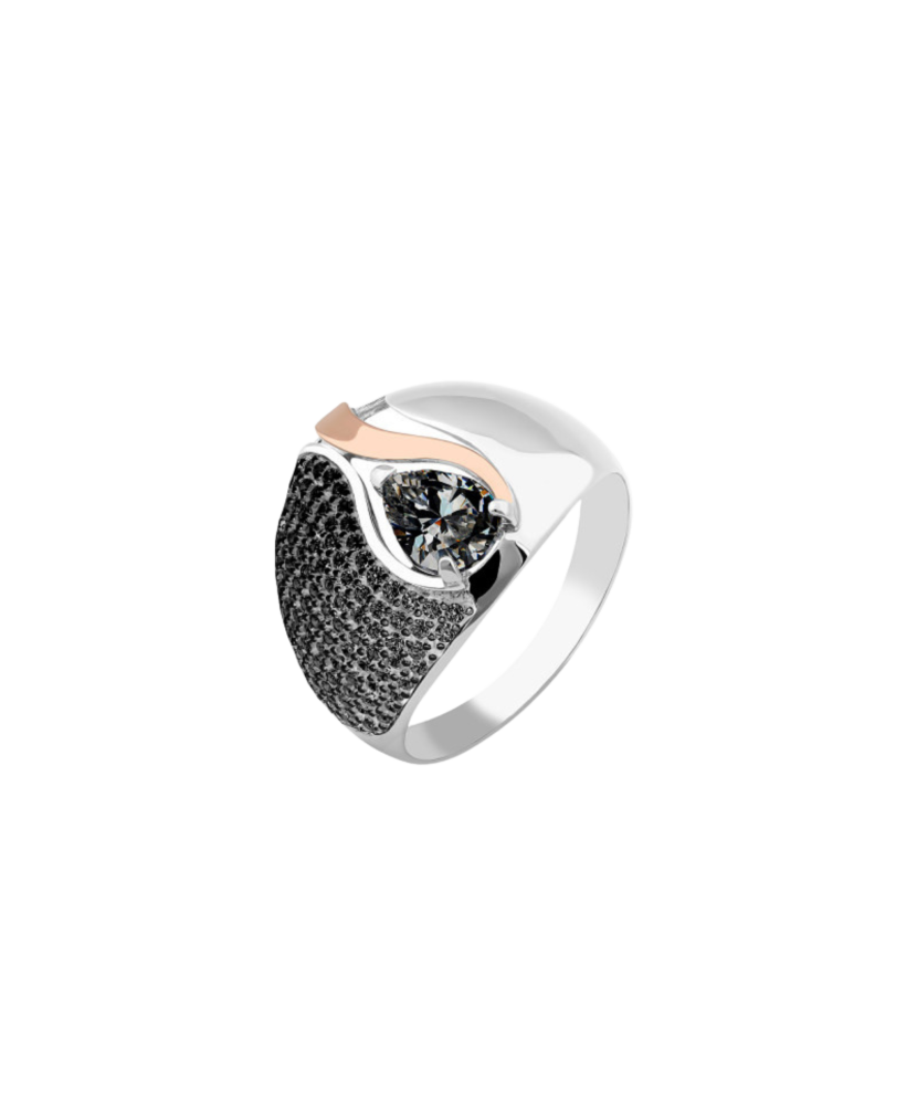 Sterling silver ring gold plated with zircons
