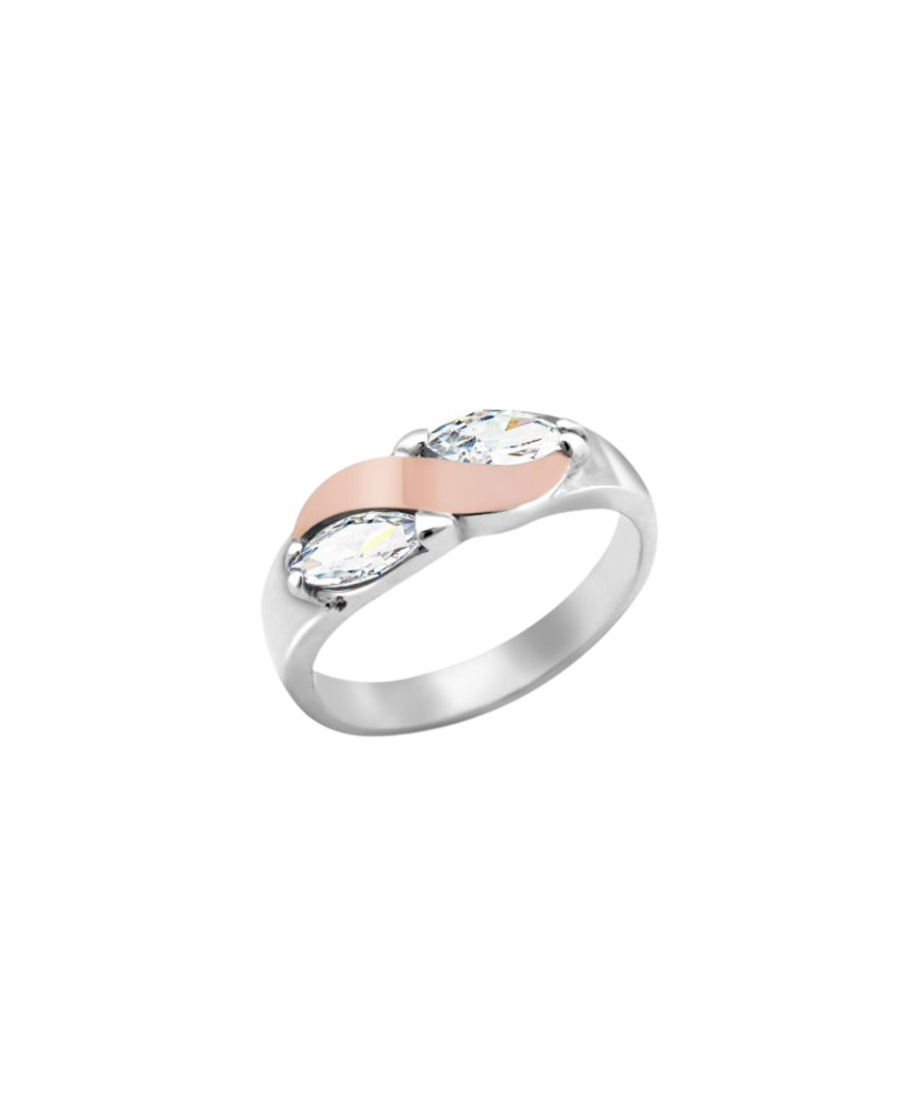 Sterling silver ring gold plated with zircons