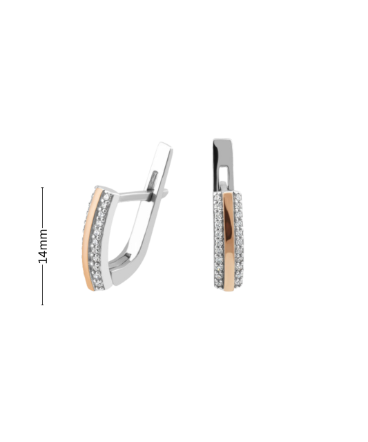 Sterling silver earrings gold plated with zircons