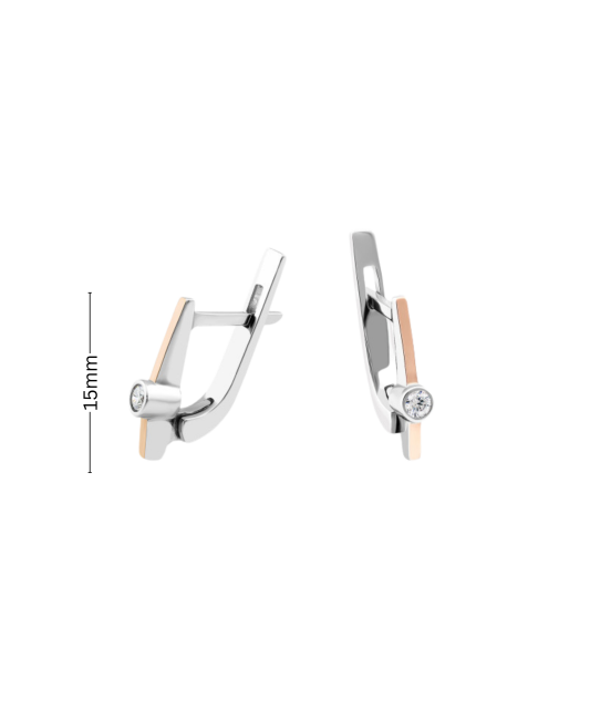 Hopeiset korvakorut peittää kullalla zirkoneilla