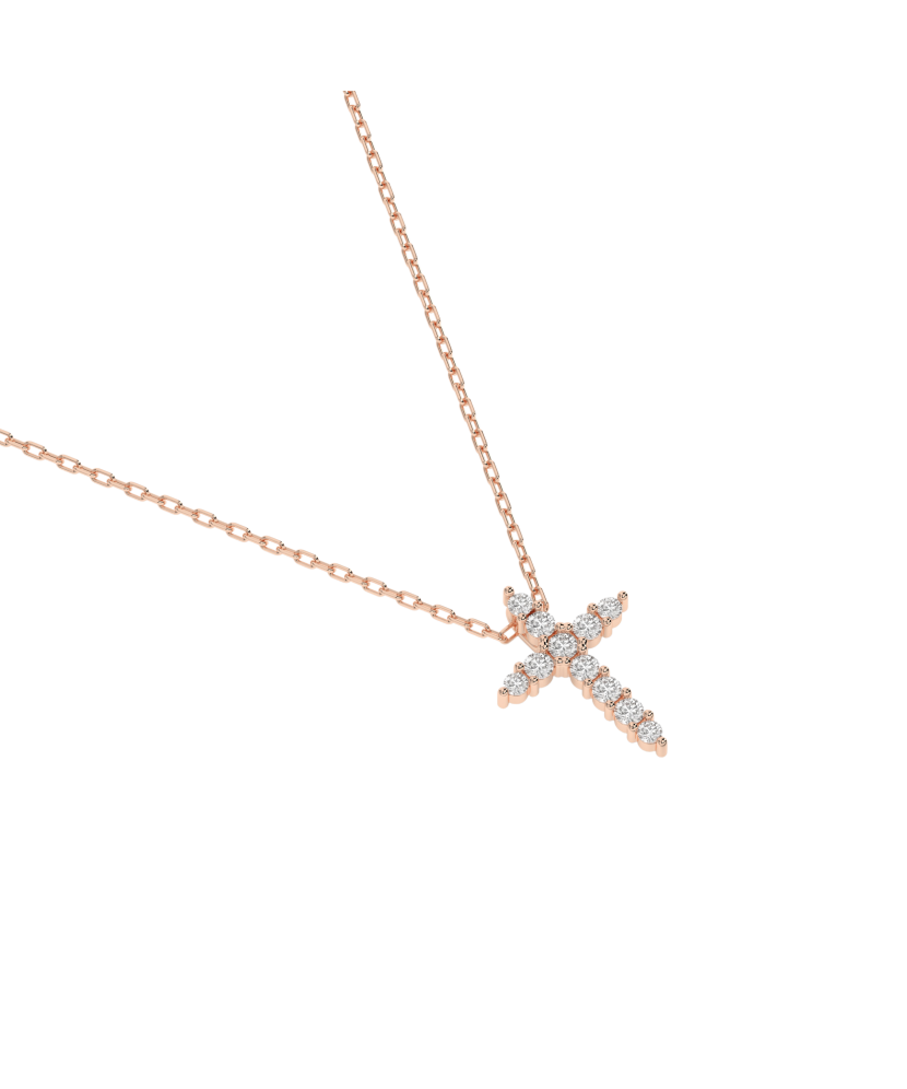 Gold chain with diamond pendant "Cross"