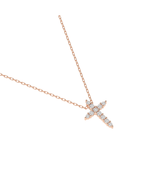Gold chain with diamond pendant "Cross"