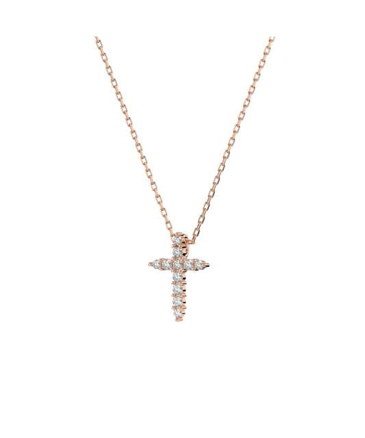 Gold chain with diamond pendant "Cross"