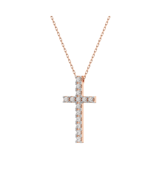 Gold chain with diamond pendant "Cross"