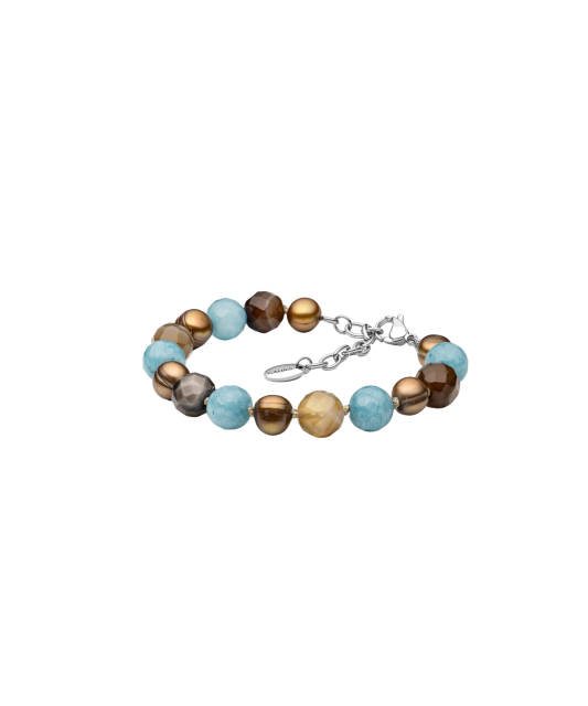 Bracelet with jade, agate and pearl