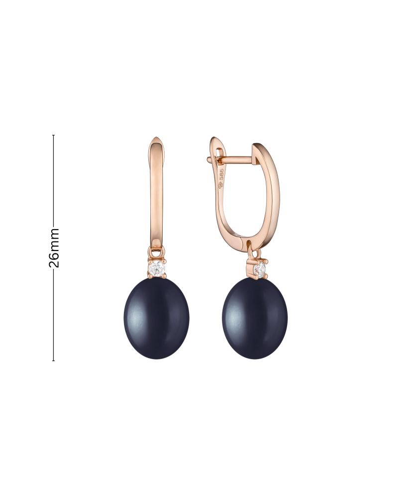 Kultaiset korvakorut helmillä ja zirkoneilla