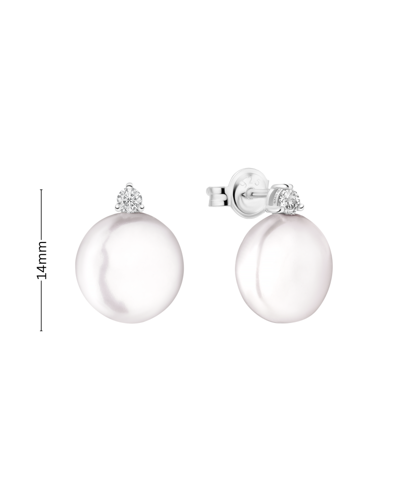 Sterling silver earrings with pearls and zircons