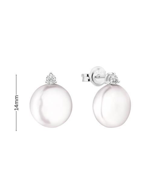 Sterling silver earrings with pearls and zircons