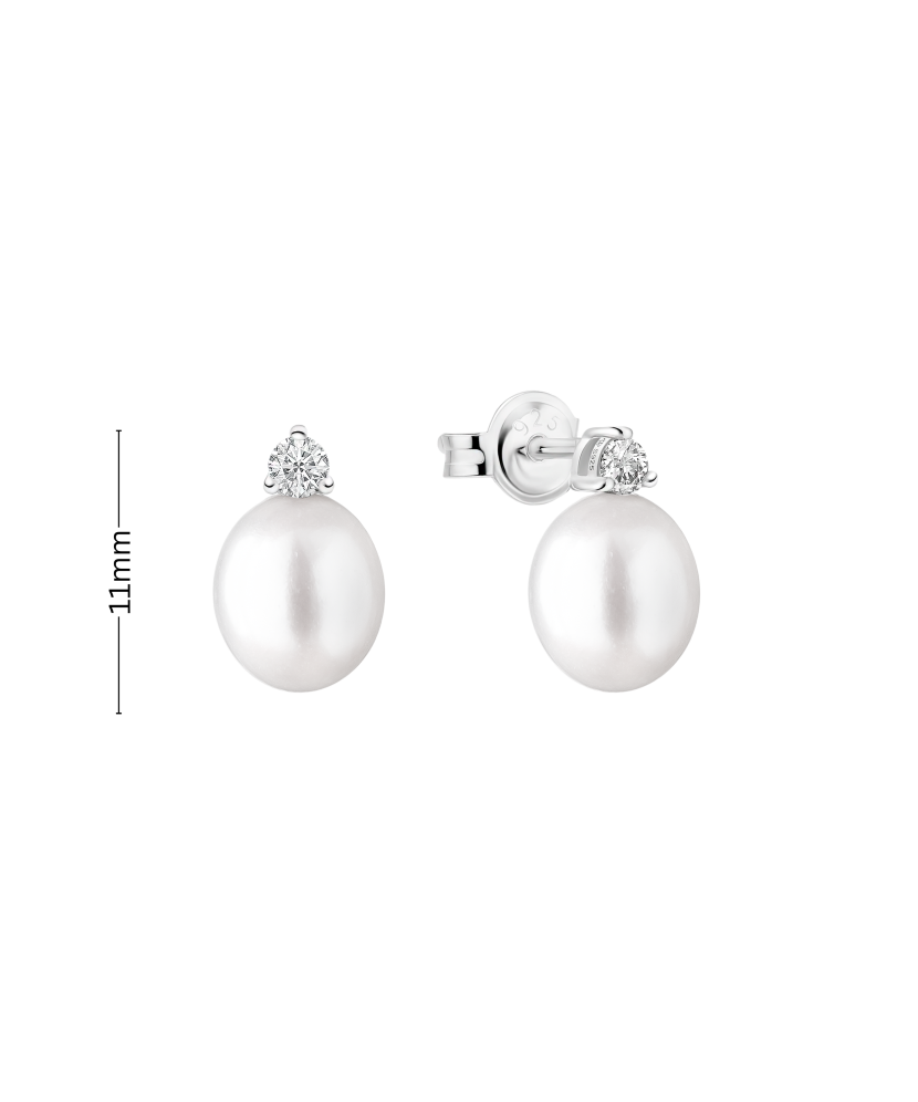 Sterling silver earrings with pearls and zircons