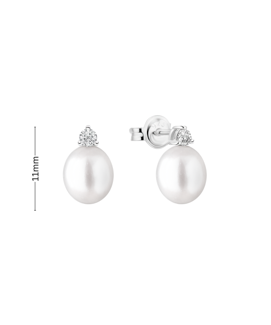 Sterling silver earrings with pearls and zircons