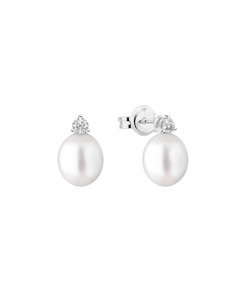 Sterling silver earrings with pearls and zircons