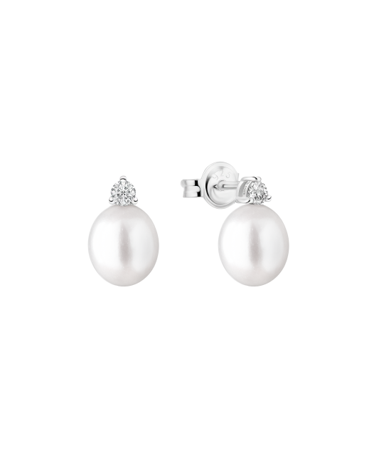 Sterling silver earrings with pearls and zircons