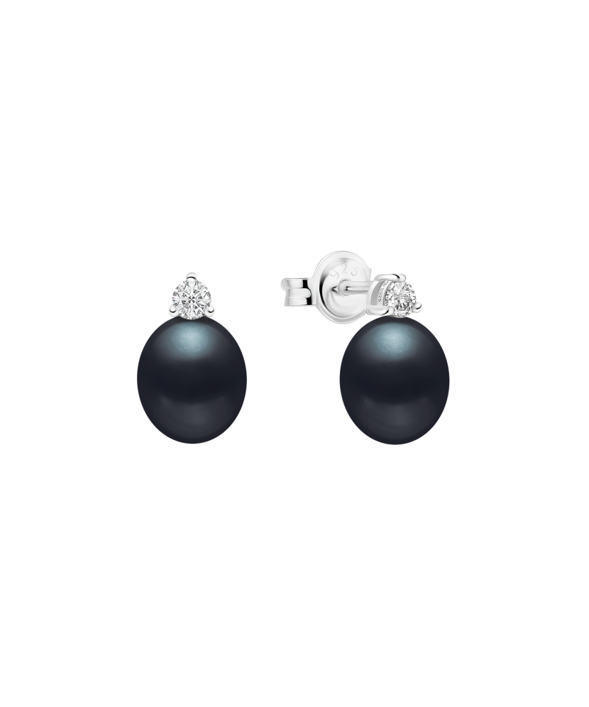 Sterling silver earrings with pearls and zircons