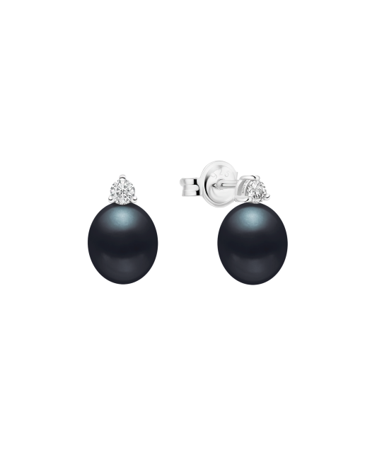 Sterling silver earrings with pearls and zircons