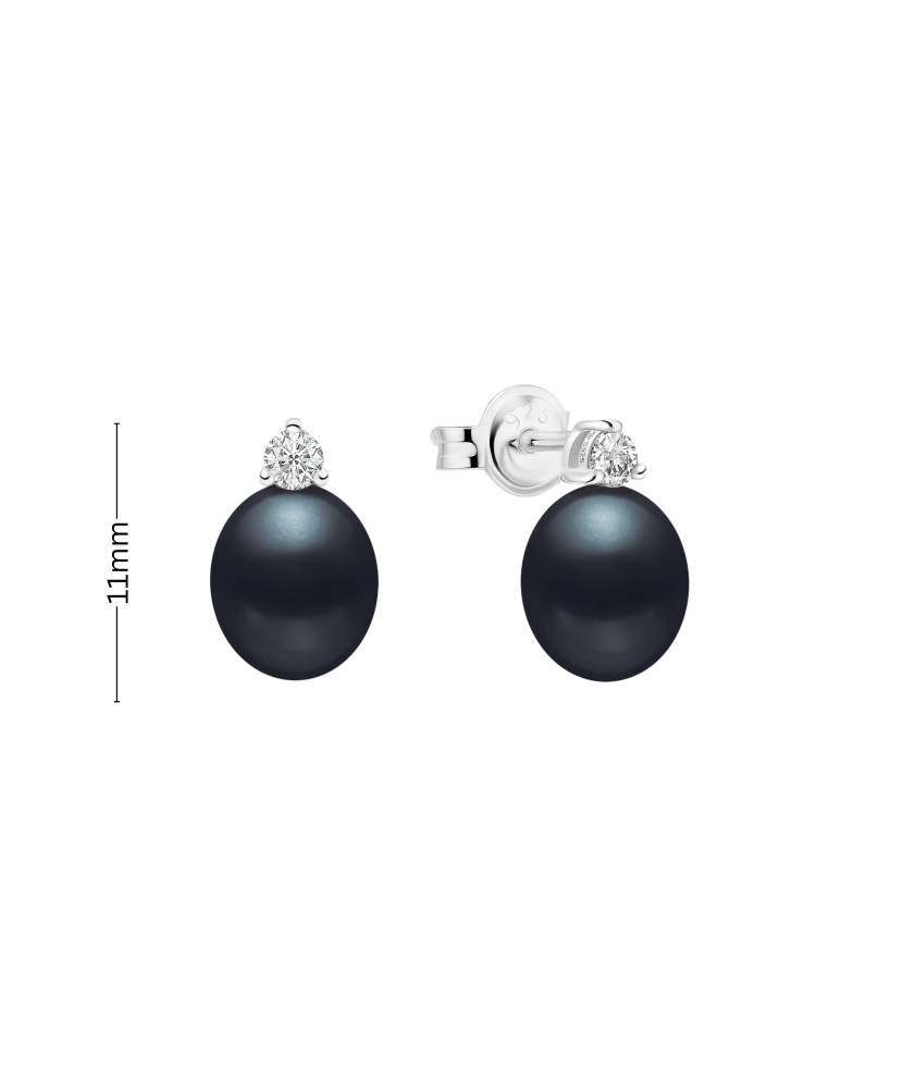 Sterling silver earrings with pearls and zircons