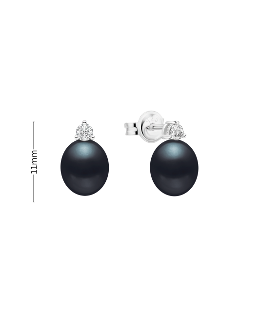 Sterling silver earrings with pearls and zircons