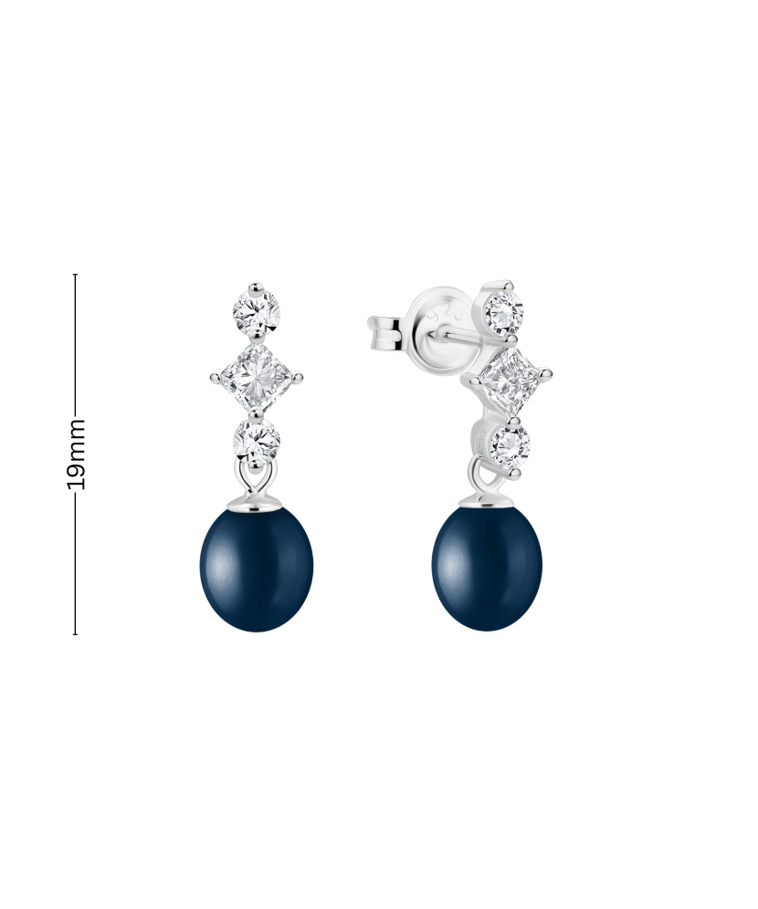 Sterling silver earrings with pearls and zircons