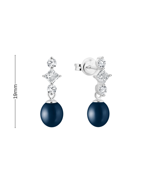 Sterling silver earrings with pearls and zircons