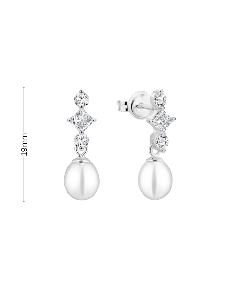 Sterling silver earrings with pearls and zircons