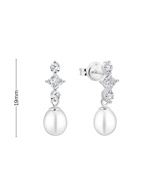 Sterling silver earrings with pearls and zircons