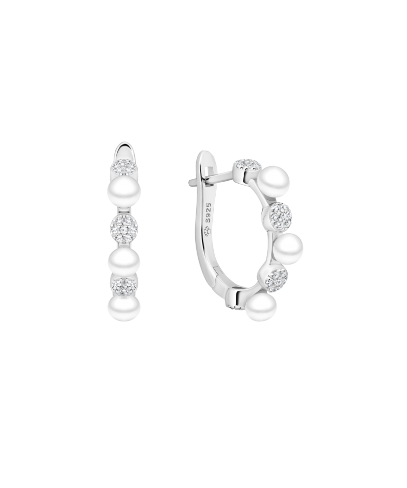 Sterling silver earrings with pearls and zircons