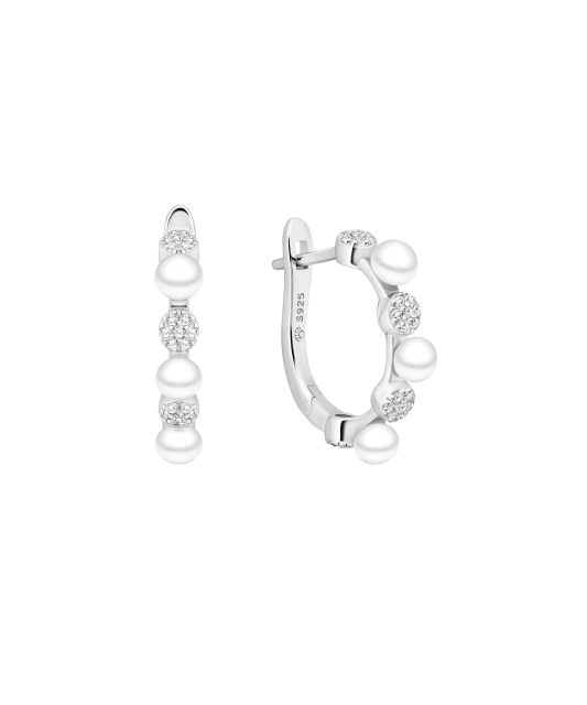 Sterling silver earrings with pearls and zircons