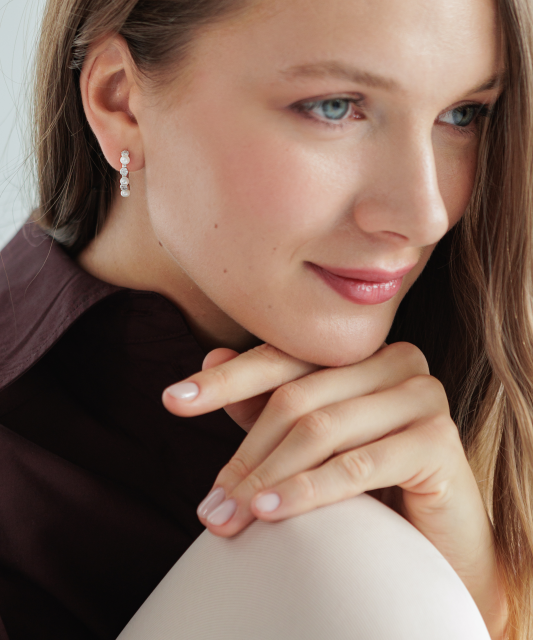 Sterling silver earrings with pearls and zircons