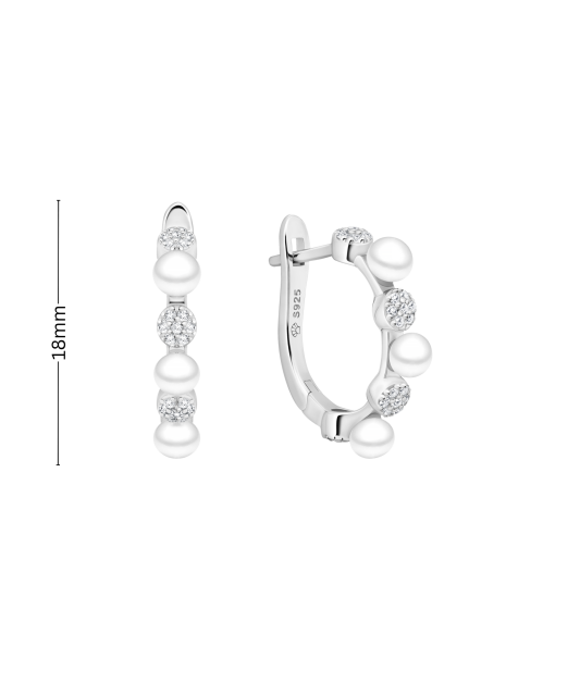 Sterling silver earrings with pearls and zircons
