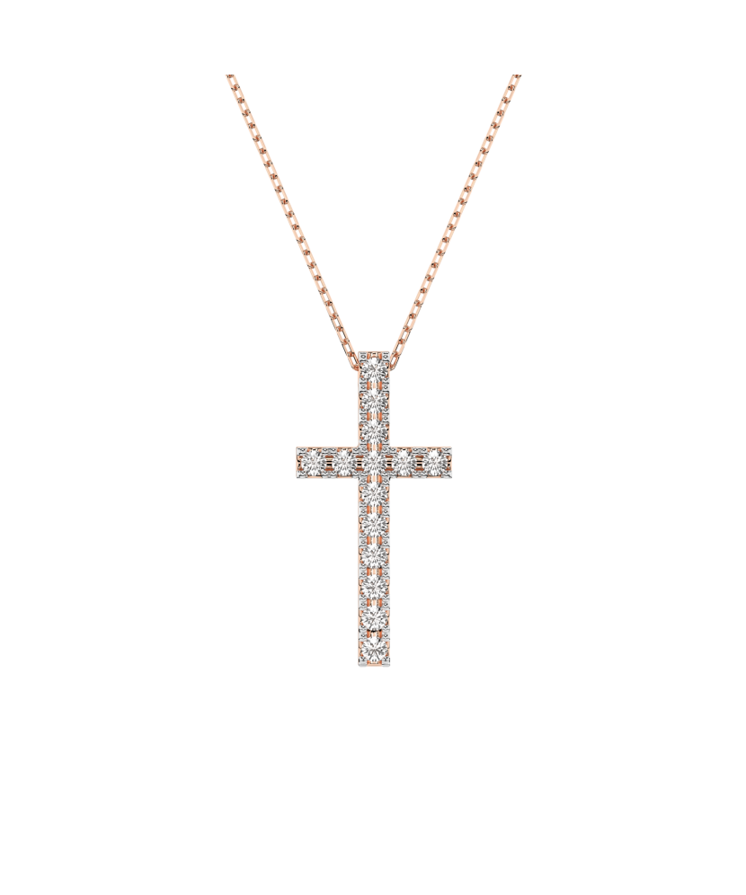 Gold chain with diamond pendant "Cross"