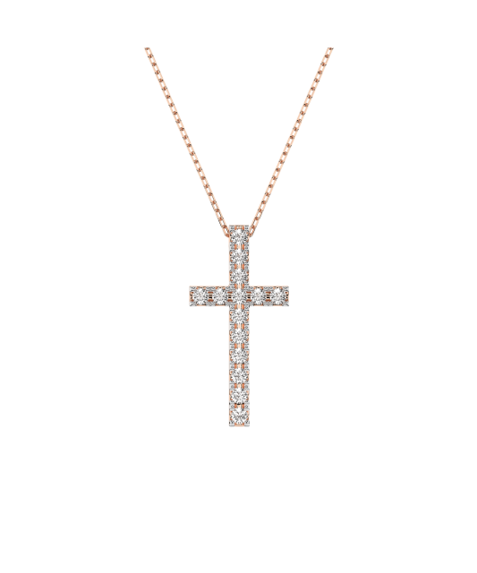 Gold chain with diamond pendant "Cross"