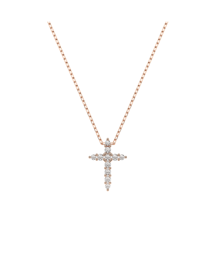 Gold chain with diamond pendant "Cross"
