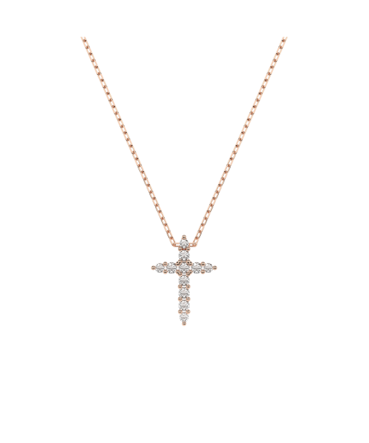 Gold chain with diamond pendant "Cross"